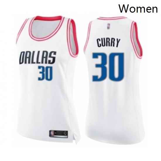 Womens Dallas Mavericks 30 Seth Curry Swingman White Pink Fashion Basketball Jerse